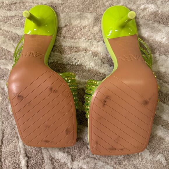 Zara Rhinestone Vinyl High Heel Sandals - Picture 7 of 8